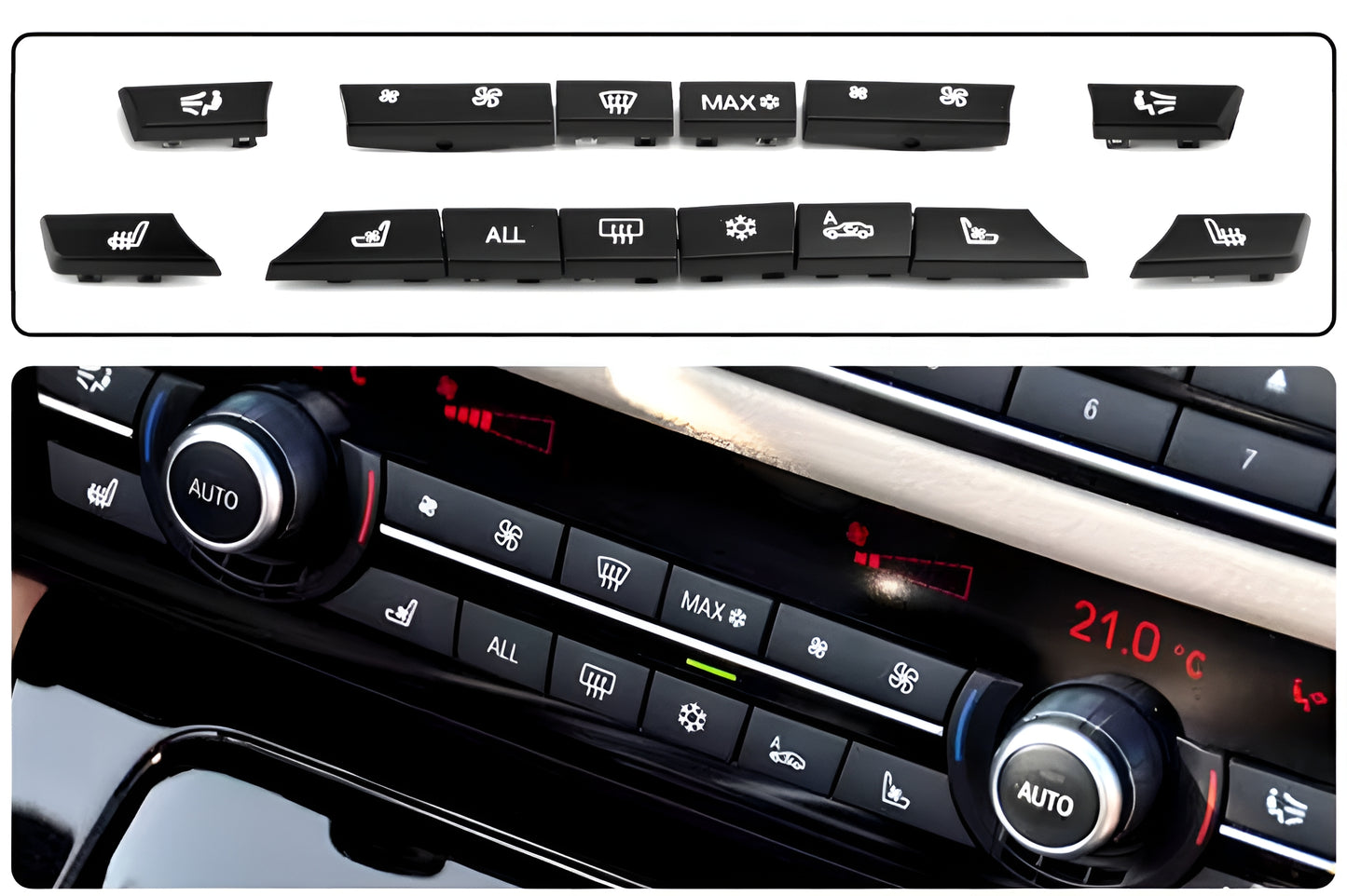 Set of climate control buttons for BMW 5 Series and M5 F10 (2010 to 2017)