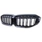 Black front kidney grilles M3 Competition-look for BMW 3 Series G20 (2019 to 2022)