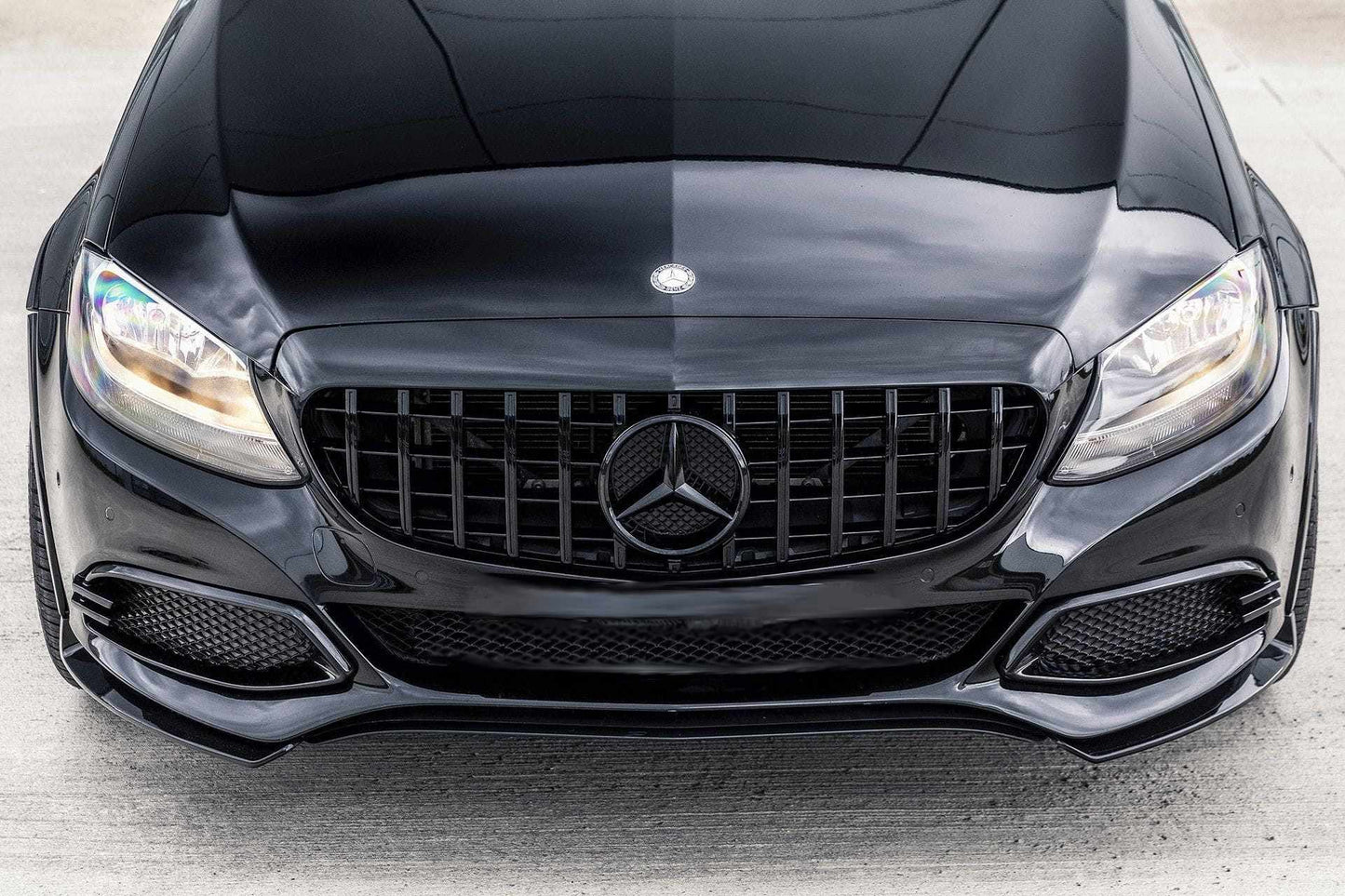 Black Front Panamericana AMG GTR grille for Mercedes C-Class W205 (2014 to 2018)