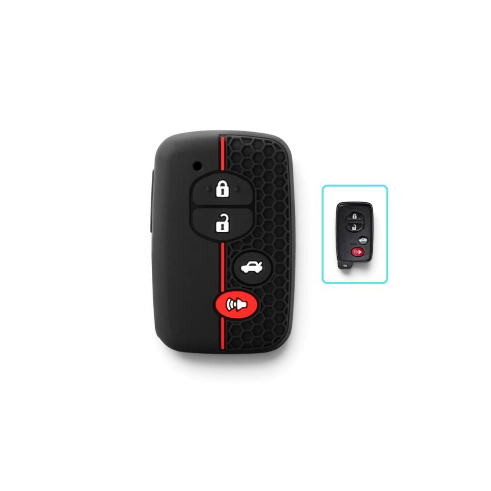 Silicone Toyota Key Case and Key Chain – Protective Key Fob Cover Key Cases Euro Premium Parts Key Type D (4 Buttons)