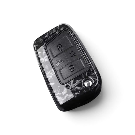 Carbon-Look Volkswagen Key Case – Protective Key Fob Cover For VW Key Cases Euro Premium Parts Forged Carbon Modern Key (With Trunk Opening)
